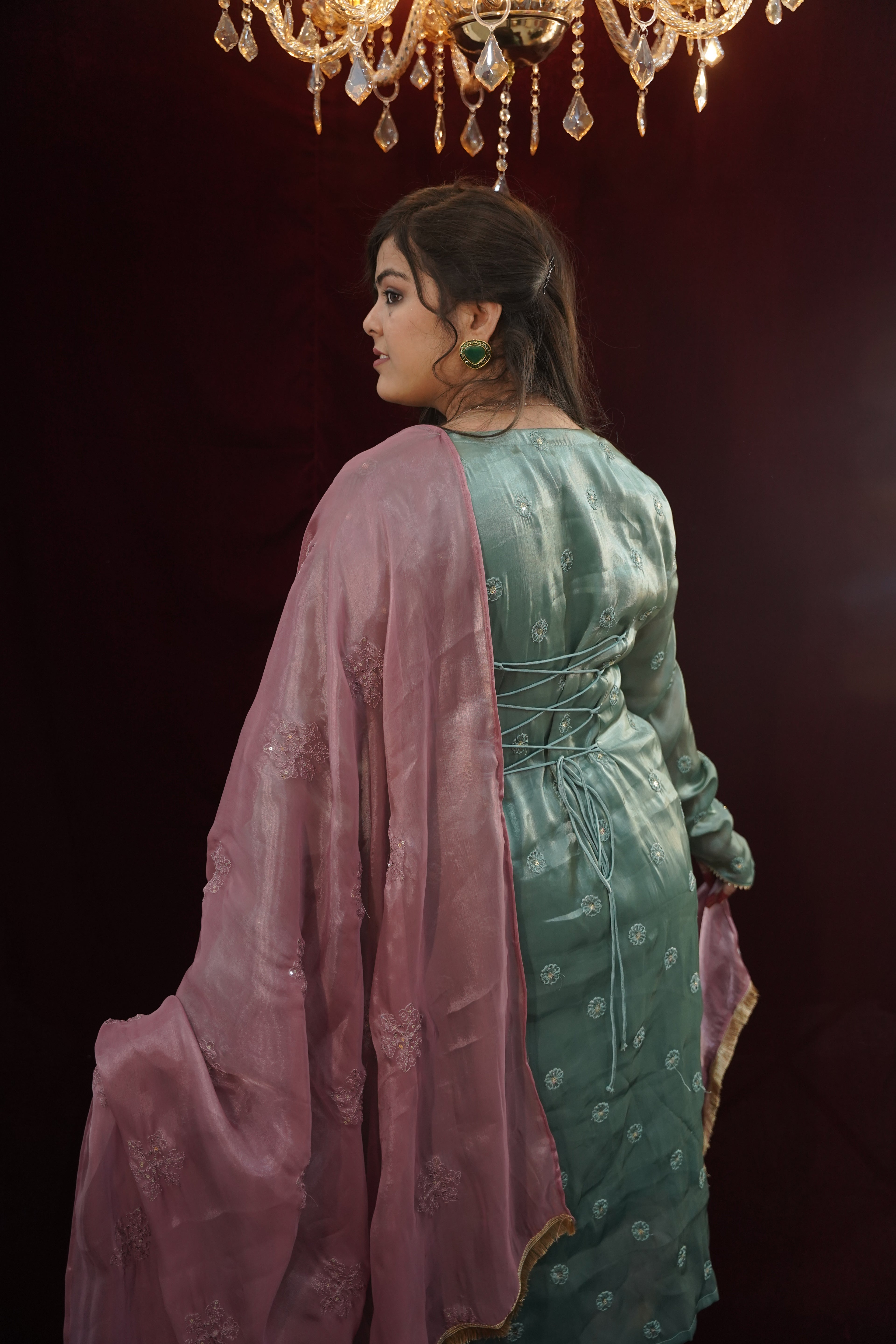 Sanjh Pakistani Suit with Sleeve Ring