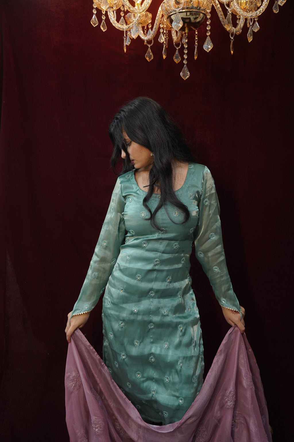 Sanjh Pakistani Suit with Sleeve Ring